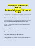 Maintenance Technician Test 2024&sol;2025 Questions And Answers 100&percnt; correct Verified