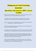 Multiprotocol Label Switching 2024&sol;2025 Questions And Answers 100&percnt; correct Verified