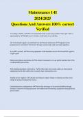 Maintenance I-II 2024&sol;2025 Questions And Answers 100&percnt; correct Verified