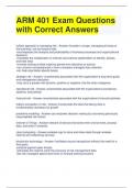 ARM 401 Exam Questions with Correct Answers