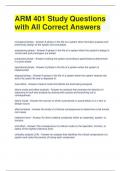 ARM 401 Study Questions with All Correct Answers