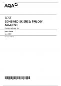 GCSE AQA June 2023 Higher Combined Science: Trilogy Chemistry Paper 2H Mark Scheme