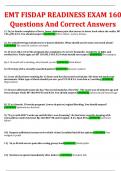 EMT FISDAP READINESS EXAM 160  Questions And Correct Answers