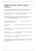 MGMT 330- Exam 1 With Complete Solution