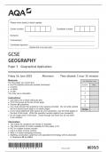 GCSE AQA June 2023 Geography Paper 3 With Insert Sheet