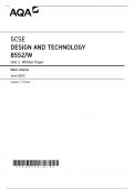 GCSE AQA June 2023 Design And Technology Unit Written Paper Mark Scheme