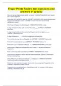 Finger Prints Review test questions and answers a&plus; graded