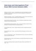 Interviews and Interrogations Final Exam With Correct Answers 2024&period;
