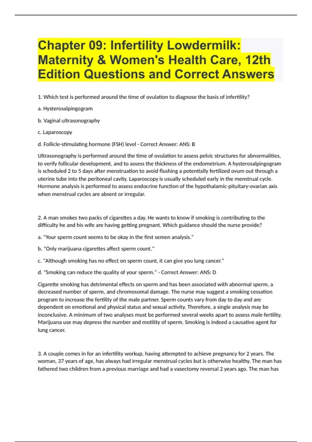 Chapter 09 Infertility Lowdermilk Maternity & Women's Health Care, 12th