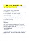 CPNRE Exam Questions and Answers All Correct 