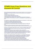  CPNRE Exam Prep Questions and Answers All Correct 