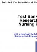 Test bank for essentials of nursing research appraising evidence for nursing practice eighth 8th edi