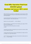 Front Office Operations Final Exam 2024/2025 updated Questions And Answers 100% correct  Verified