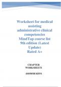 Worksheet for medical assisting administrative clinical competencies MindTap course list 9th edition (Latest Update)  Rated A+