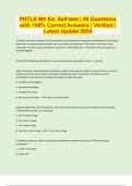 PHTLS 9th Ed&period; Self-test &vert; 50 Questions with 100&percnt; Correct Answers &vert; Verified &vert; Latest Update 2024