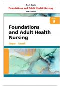  Foundations and Adult Health Nursing 9th Edition Test Bank By Kim Cooper and Kelly Gosnell | Chapter 1 –41, Latest-2024|
