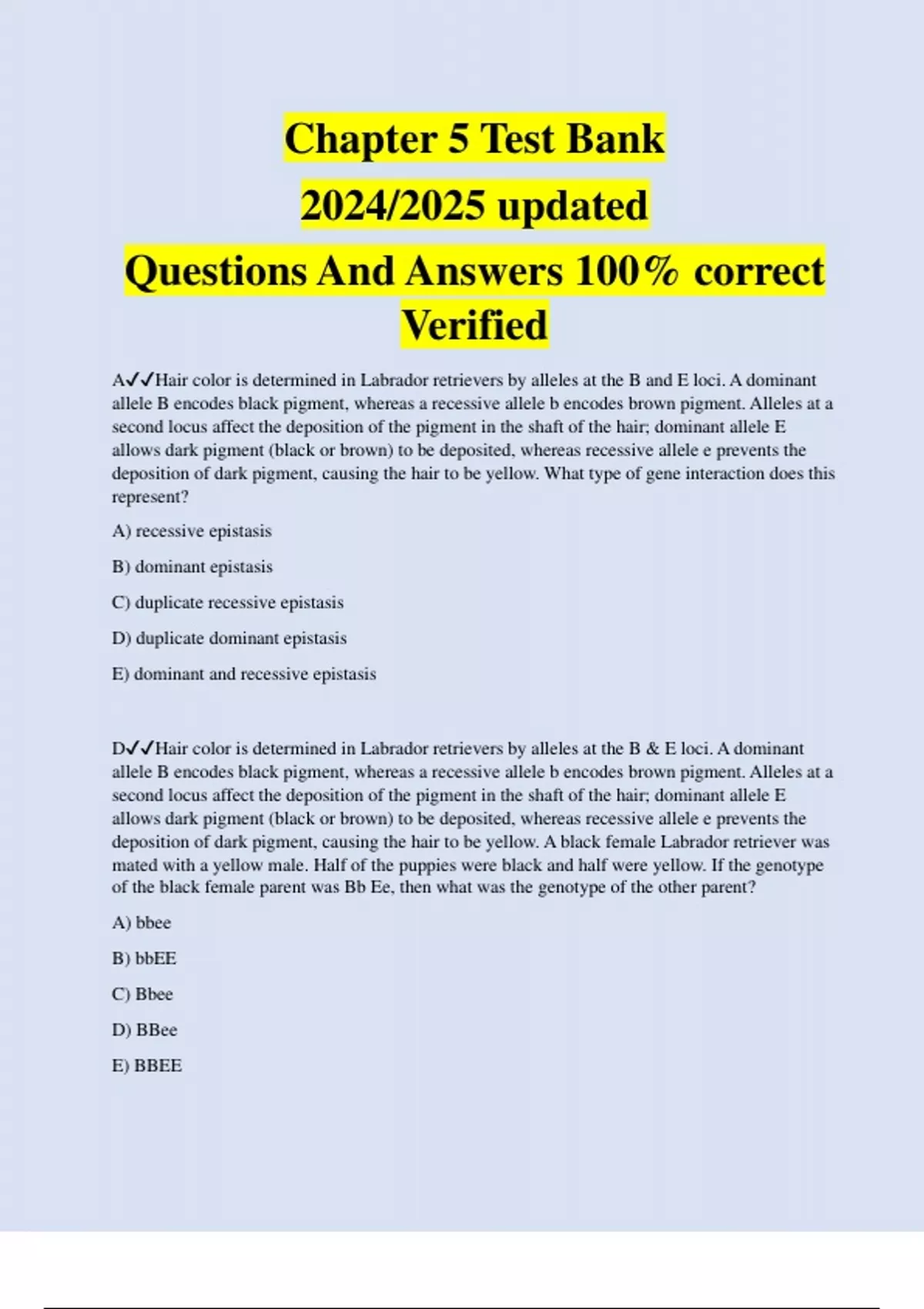 Chapter 5 Test Bank 2024/2025 updated Questions And Answers 100% ...