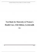 Test Bank for Maternity & Women’s Health Care, 11th Edition, Lowdermilk A+
