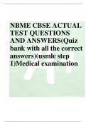 NBME CBSE ACTUAL TEST QUESTIONS AND ANSWERS(Quiz bank with all the correct answers)(usmle step