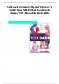 Test Bank for Maternity and Women's Health Care 12th Edition Lowdermilk All chapters / Updated Version 2024.
