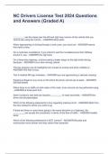 NC Drivers License Test 2024 Questions and Answers &lpar;Graded A&rpar;