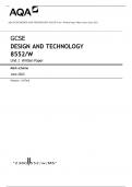 AQA GCSE DESIGN AND TECHNOLOGY 8552/W Unit 1 Written Paper Mark scheme June 2023