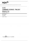 AQA GCSE COMBINED SCIENCE: TRILOGY 8464/C/1H Chemistry Paper 1H Mark scheme June 2023