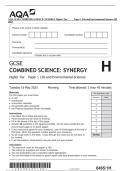 AQA GCSE COMBINED SCIENCE: SYNERGY Higher Tier Paper 1 Life and Environmental Sciences QP  2023
