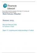 Pearson Edexcel GCSE In Turkish (1TU0) Paper 1F: Listening and  understanding in Turkish MS 2023