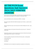 BEST ANSWERS All THE PCCN Exam Questions And Answers 2024/2025 VERIFIED  ANSWERS