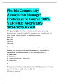 BEST ANSWERS Florida Community Association Manager Prelicensure Course 100&percnt;  VERIFIED ANSWERS  2024&sol;2025 EXAM