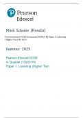 Pearson Edexcel GCSE In Gujarati (1GU0/1H) Paper 1: Listening  (Higher Tier) MS 2023