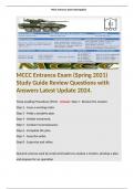 MCCC Entrance Exam (Spring 2021) Study Guide Review Questions with Answers Latest Update 2024. 