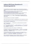 Indiana HFA Exam Questions & Answers&lpar;graded A&rpar;