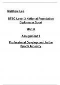 BTEC Sport Level 3 Unit 3 A1 Professional development 