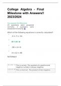 College Algebra - Final Milestone with Answers!! 2023/2024