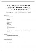 NUR 354 EXAM 2 STUDY GUIDE PHARMACOLOGY II ARIZONA COLLEGE OF NURSING