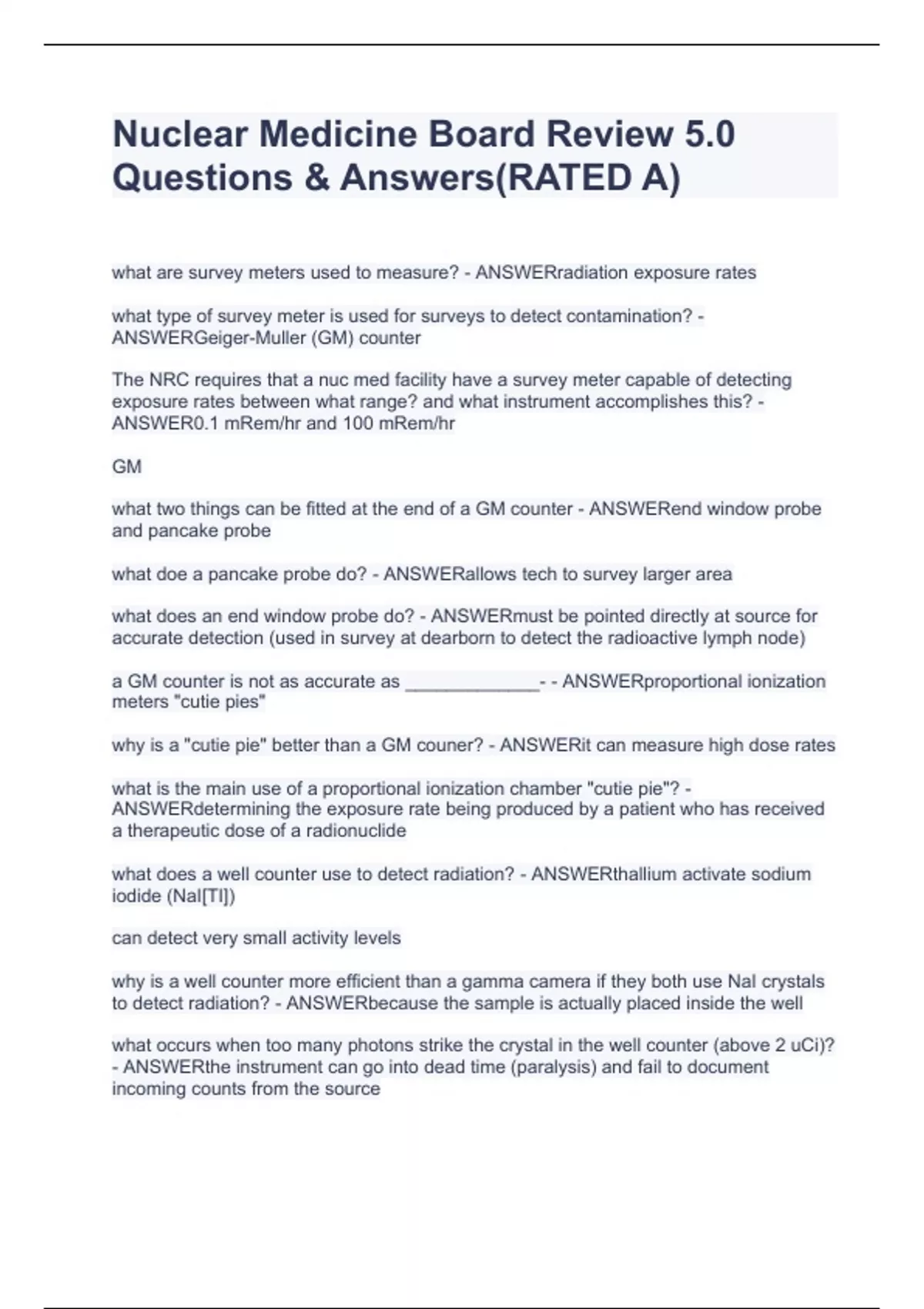 Nuclear Medicine Board Review 5.0 Questions & Answers(RATED A