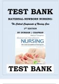 MATERNAL-NEWBORN NURSING- THE CRITICAL COMPONENTS OF NURSING CARE 3RD EDITION TEST BANK Latest Verified Review 2024 Practice Questions and Answers for Exam Preparation, 100% Correct with Explanations, Highly Recommended, Download to Score A+