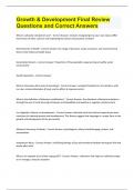 Growth & Development Final Review Questions and Correct Answers