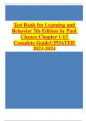 Test Bank for Learning and Behavior 7th Edition by Paul Chance Chapter 1-13 Complete Guide