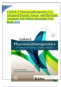 LEHNE’S Pharmacotherapeutics For Advanced Practice Nurses  and Physician Assistants 2nd Edition Rosenthal Test Bank.2024
