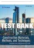 Test Bank For Construction Materials, Methods and Techniques: Building for a Sustainable Future - 5th - 2022 All Chapters - 9780357513835