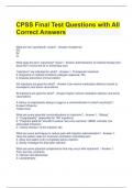 CPSS Final Test Questions with All Correct Answers 