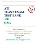 ATI TEAS 7 Exam Test Bank with over 300 Questions & Correct Answers; Guaranteed A+ Score; Updated & 100% Verified