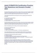 Adult CCRN&sol;PCCN Certification Practice Test Questions and Answers Graded 2024 