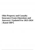 Ohio Property and Casualty Insurance Exam Questions and Answers Updated 2024 (Rated 100%)
