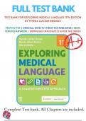 Test Bank For Exploring Medical Language 11th Edition by Myrna LaFleur Brooks 9780323711562 Chapter 1-16 | Complete Guide A+