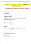 Grade 10 Mathematics. Complete Guide with 100% Correct and verified Answers.   LATEST UPDATE 2024, GUARANTEED GRADE A+ 