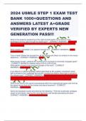 2024 USMLE STEP 1 EXAM TEST BANK 1000+QUESTIONS AND ANSWERS LATEST A+GRADE VERIFIED BY EXPERTS NEW GENERATION PASS!!!